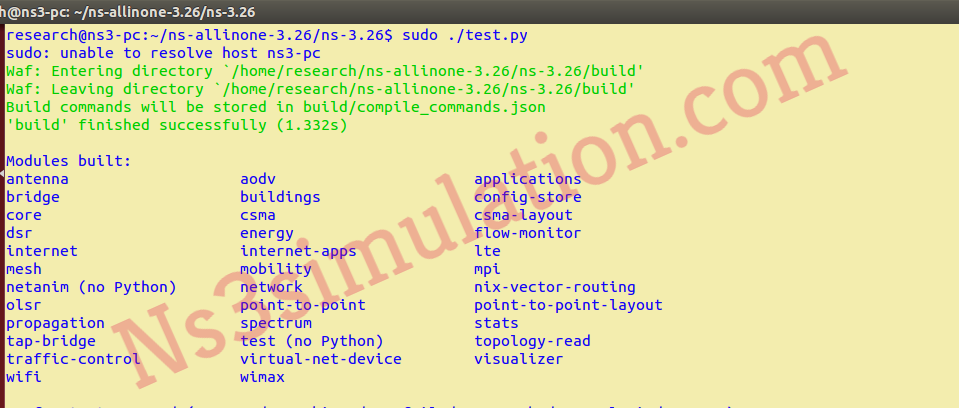 Result of Ns3 Installation