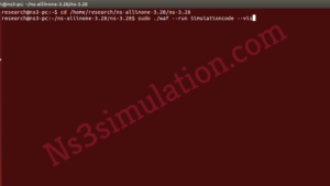 Run the simulation code in Ns3 simulator