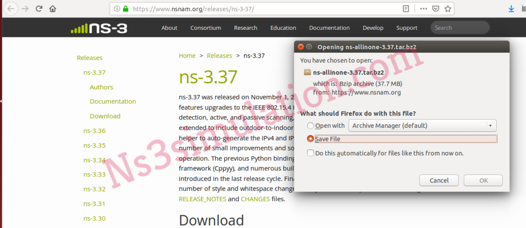 Link to Download Ns3 Packages