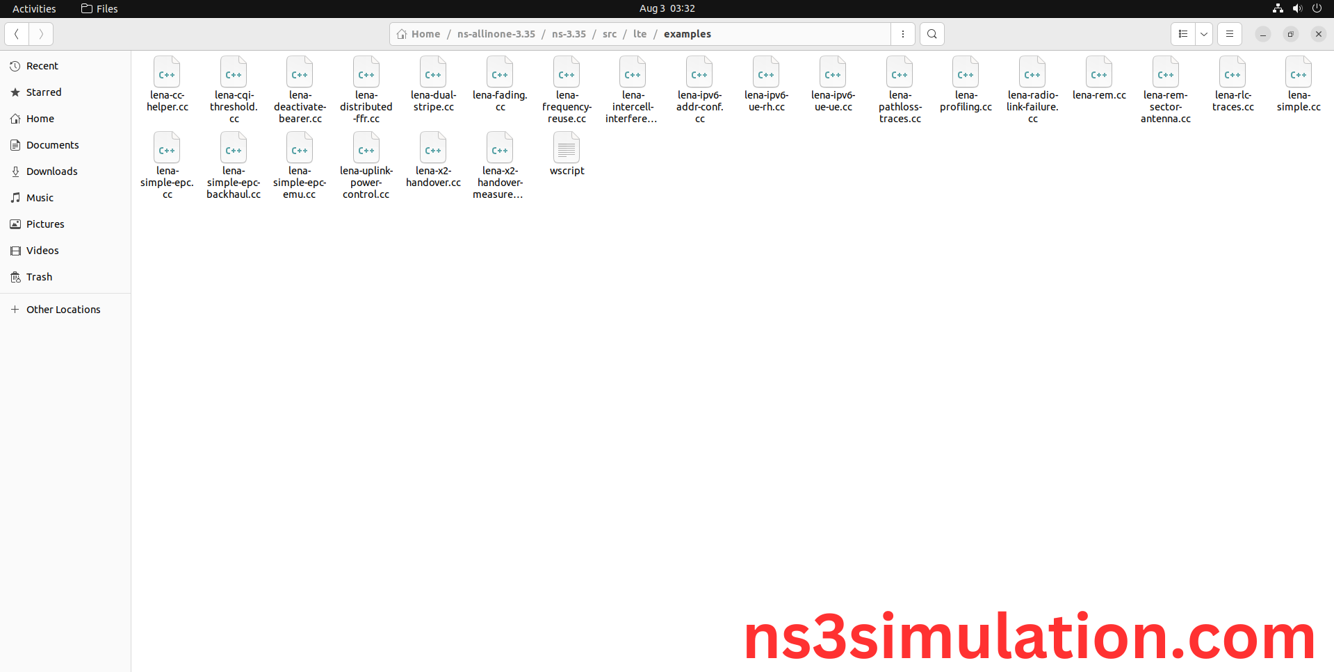 Locate to the ns3srclteexamples folder Ns3 Projects