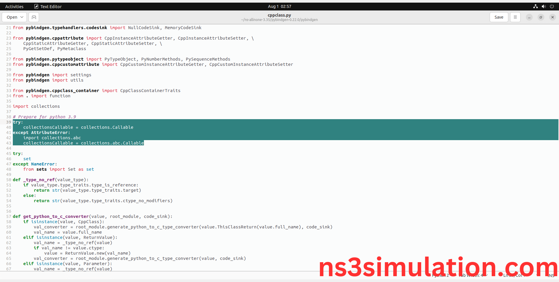 Enable Python Bindings - Ns3 Projects