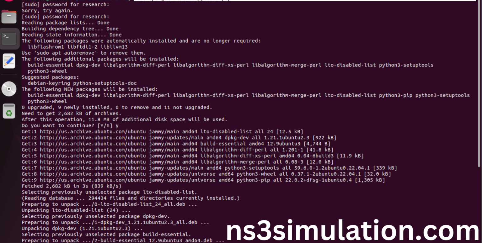 How to install NS 3.42 Ubuntu 22.04