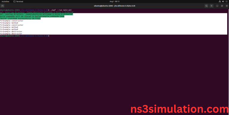 Executing the Example Object Program - Ns3 Projects