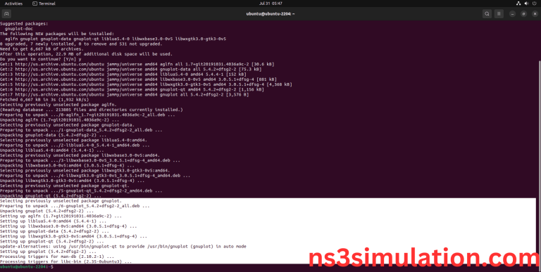 How to run GNUPLOT packages in NS3