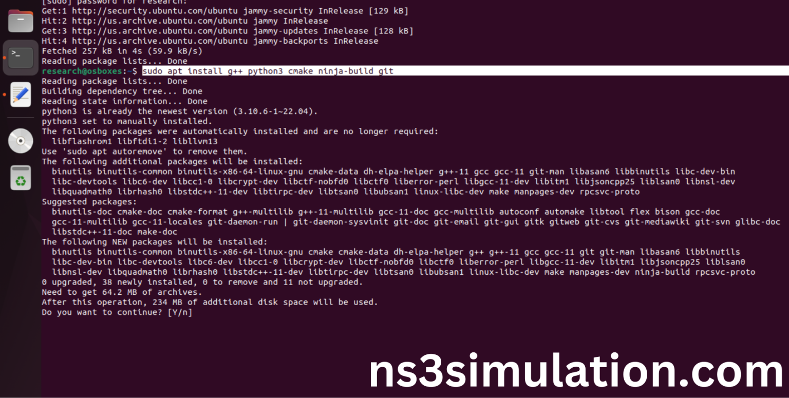 How to install NS 3.42 Ubuntu 22.04