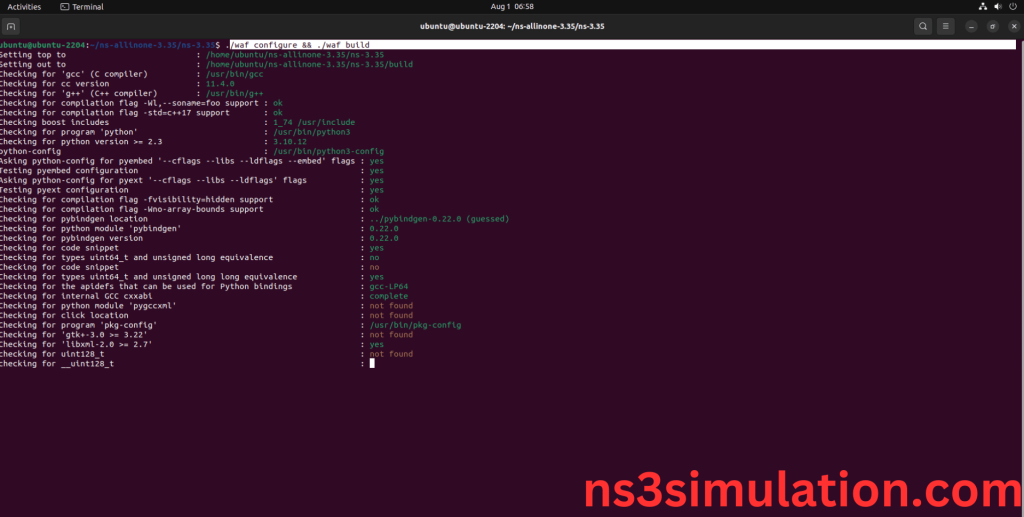 NS-3.35 Configuration && Building Process