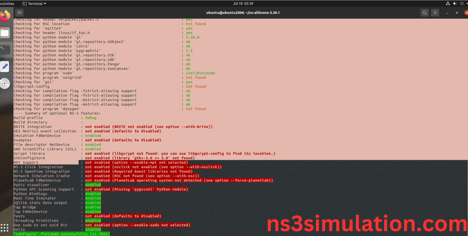 Ns-3_30_1 Configuring process - Ns3 Projects