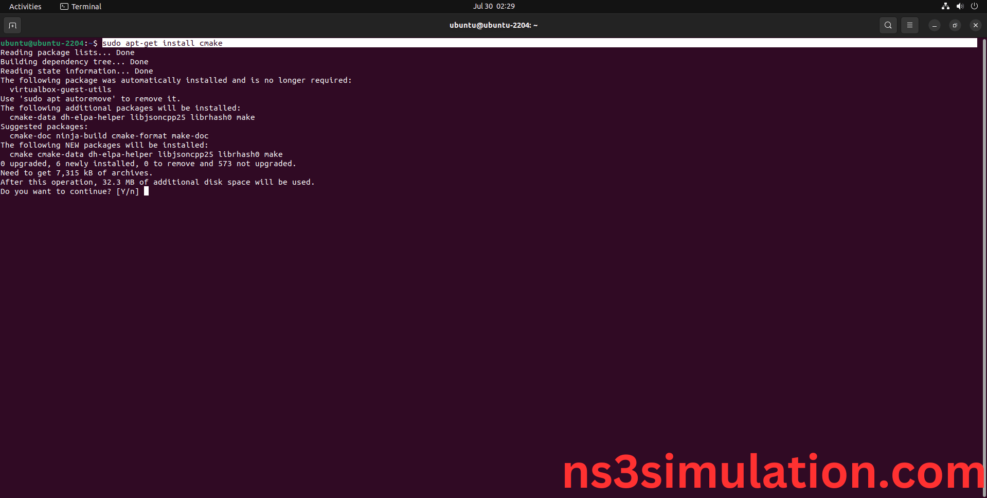 How to run CMAKE packages in NS3